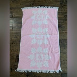 Vintage Cannon pink bath towel fringe.